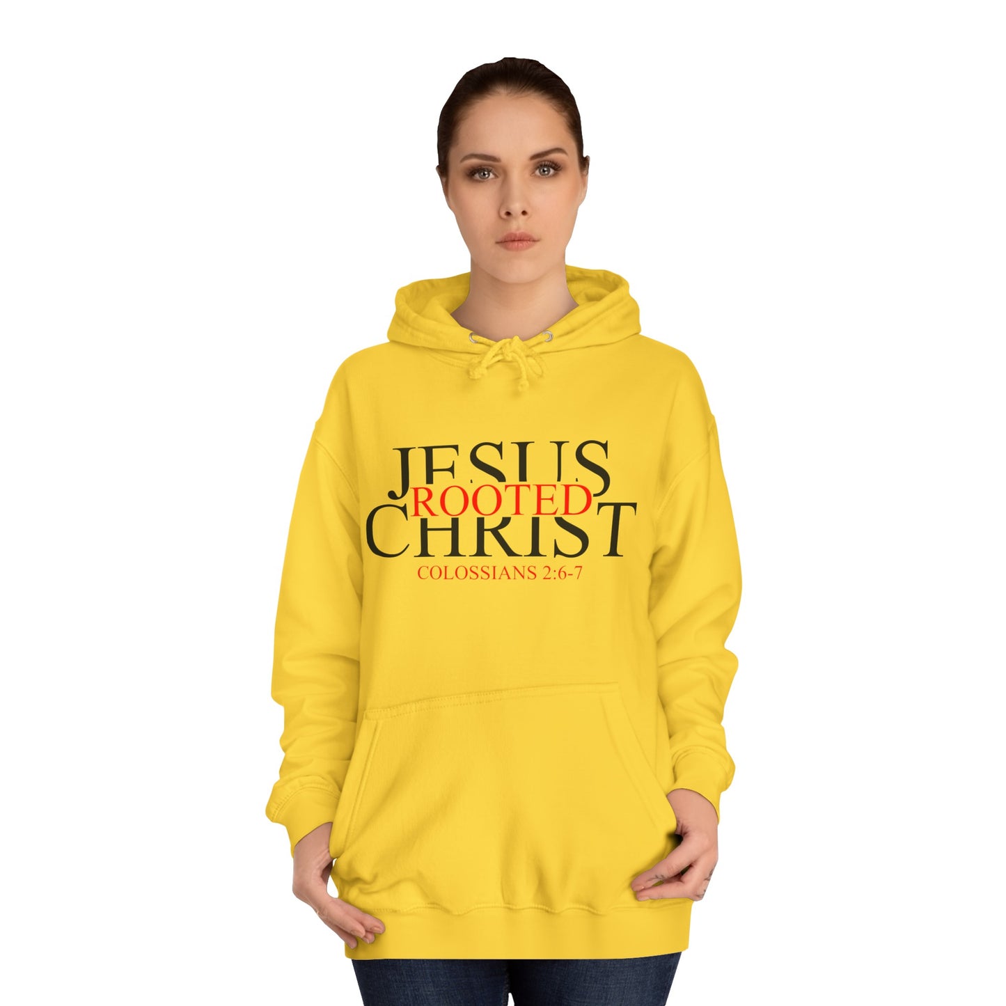 "Rooted In Jesus Christ" Hoodie (Black Letters)